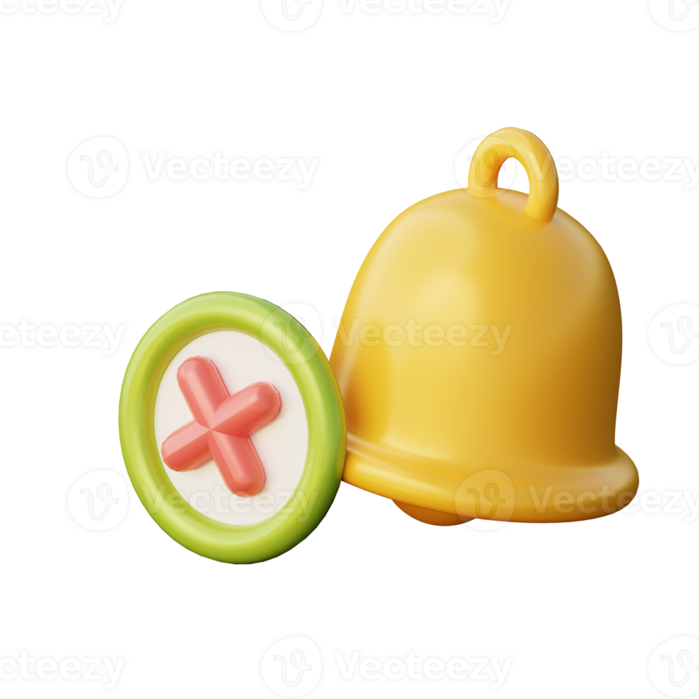 Cute 3D Silent Or Muted Notification Illustration Render png