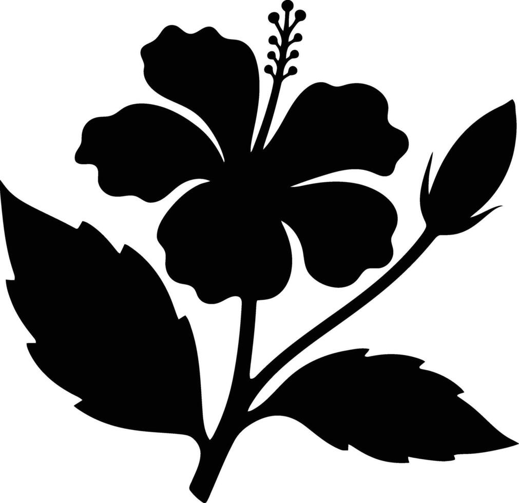 Elegant Black Hibiscus Silhouette Artwork, Stylish Dark Hibiscus Flower Design vector