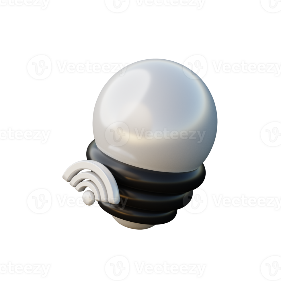 Cute 3D Smart Bulb Icon Illustration Render png