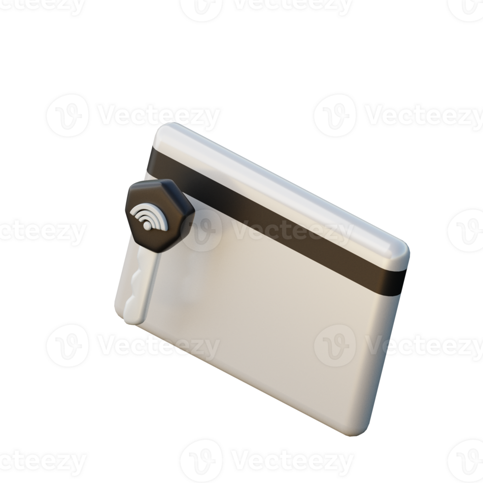 Cute 3D Smart Key Card Icon Illustration Render png