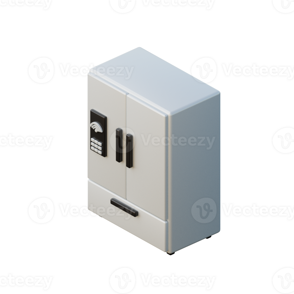 Cute 3D Smart Fridge Icon Illustration Render png