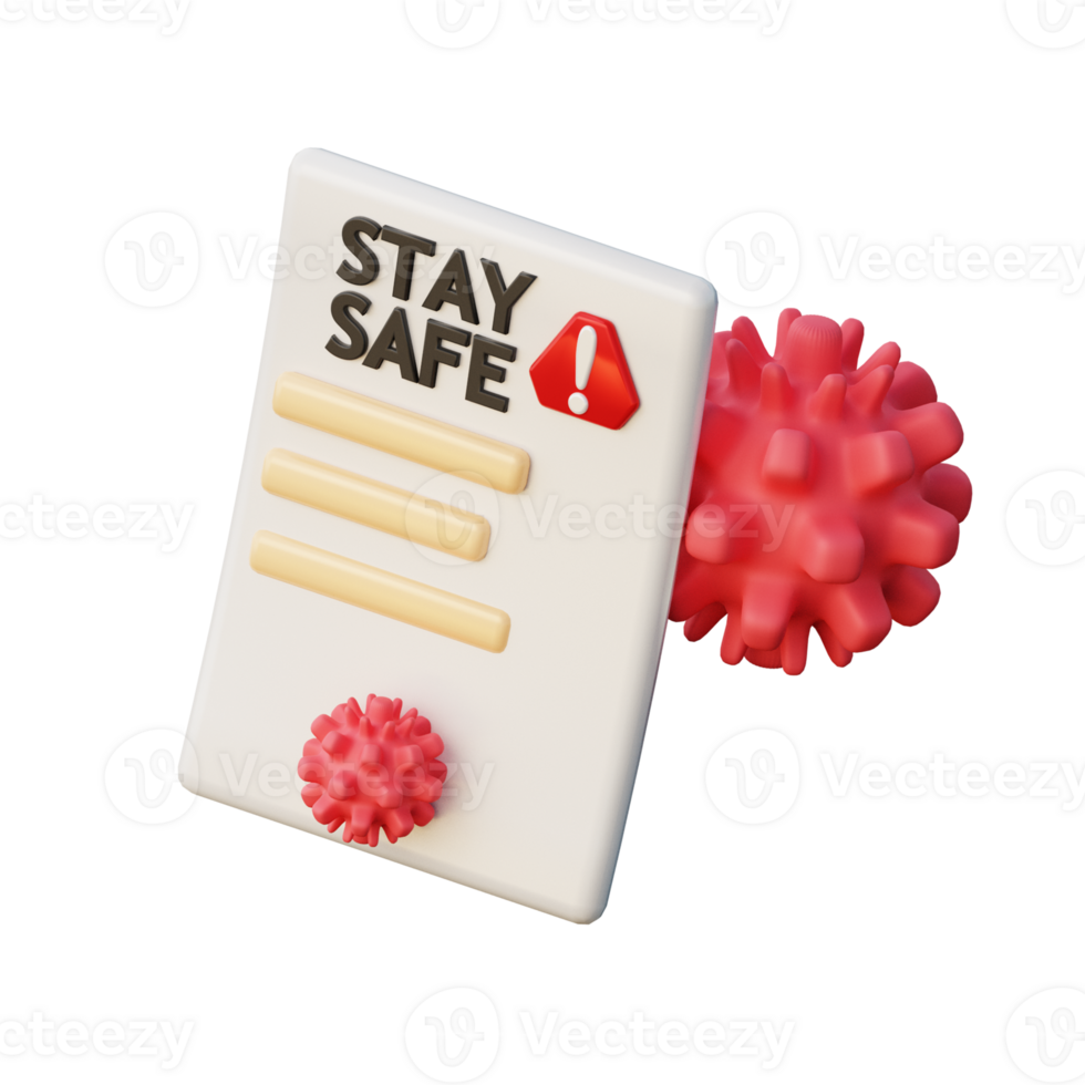 Cute 3D Stay Safe Icon Illustration Render png