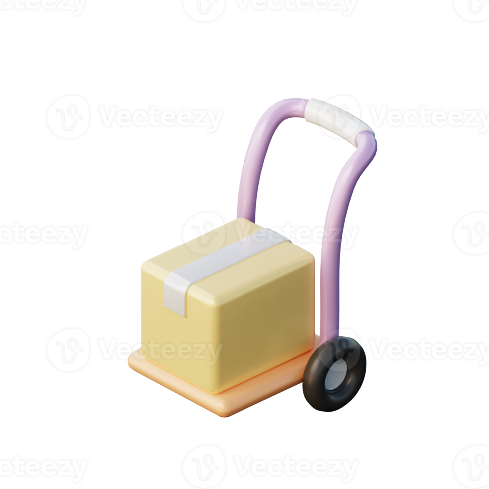 Cute 3D Trolley Icon Illustration Render png