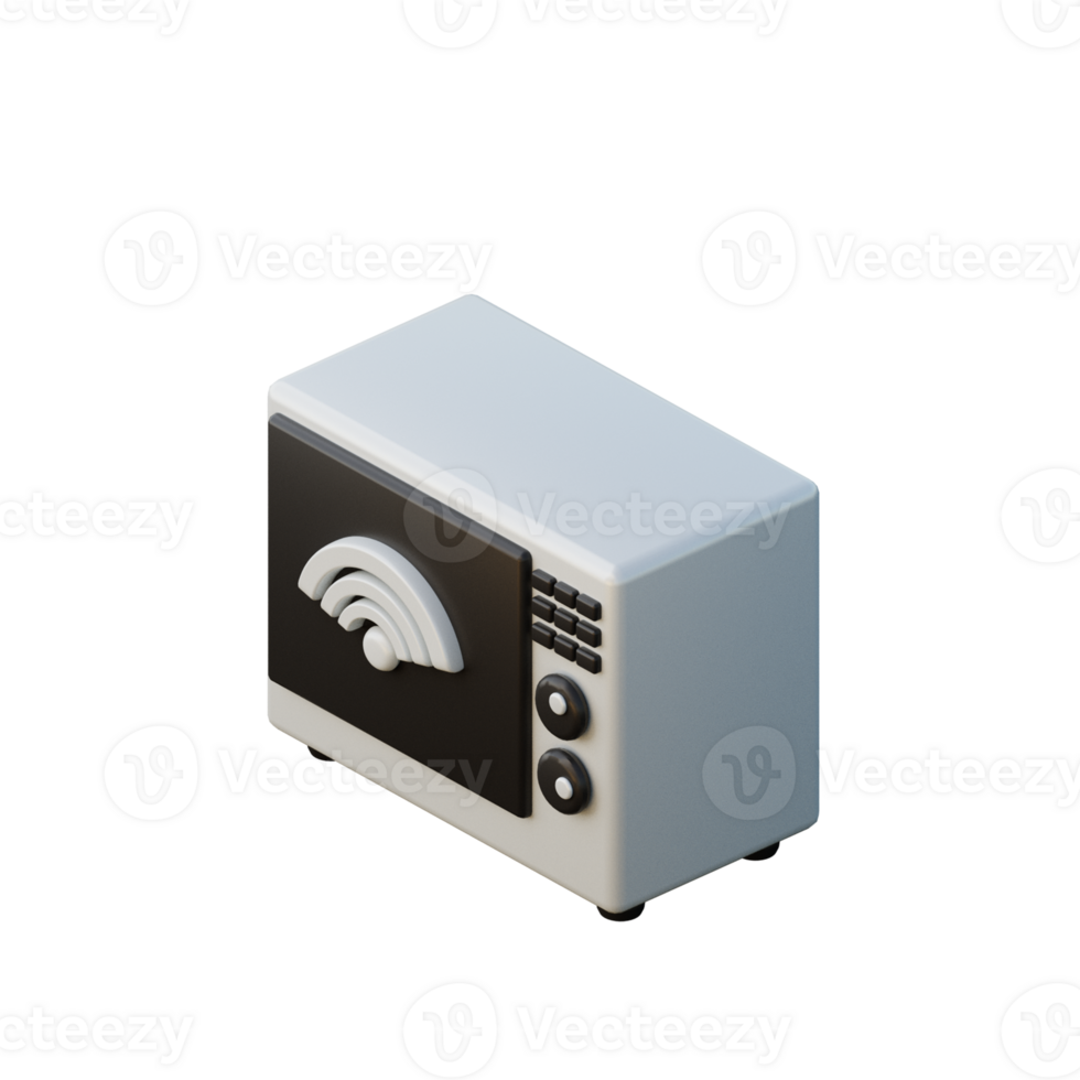 Cute 3D Smart Microwave Icon Illustration Render png