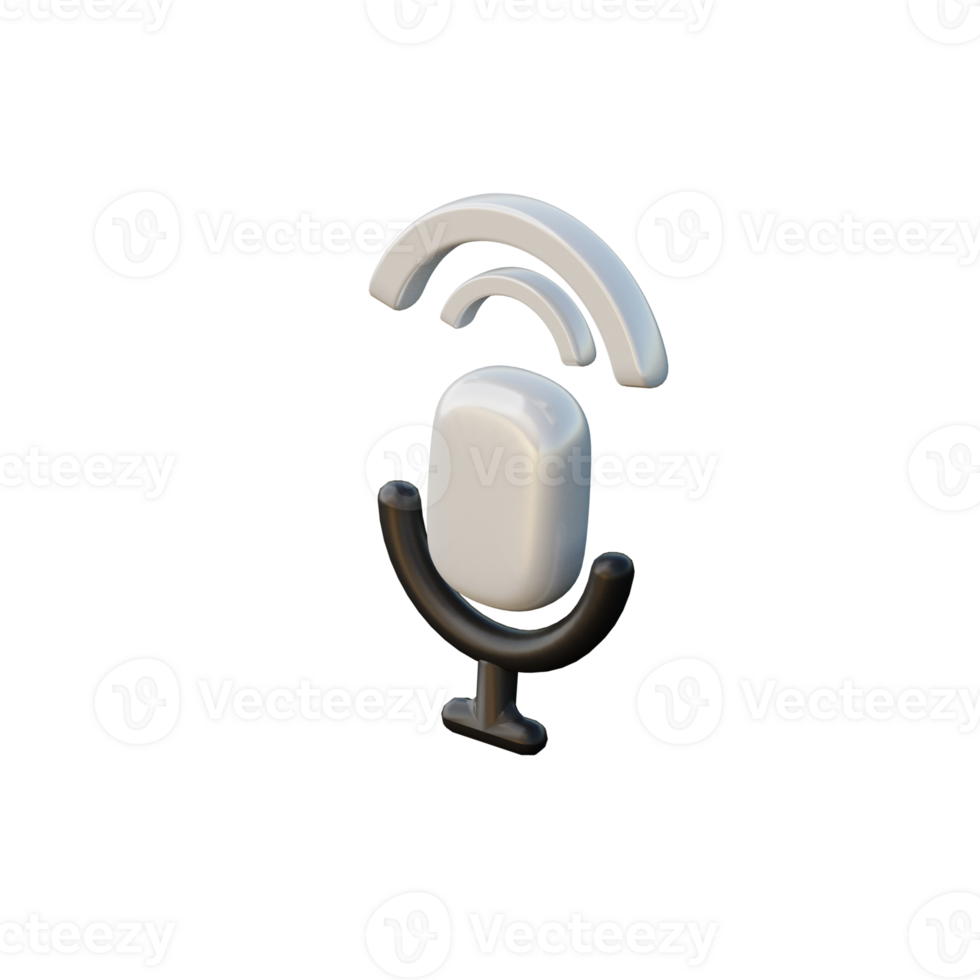 3D Voice Assistant Microphone Audio Icon Illustration Render png