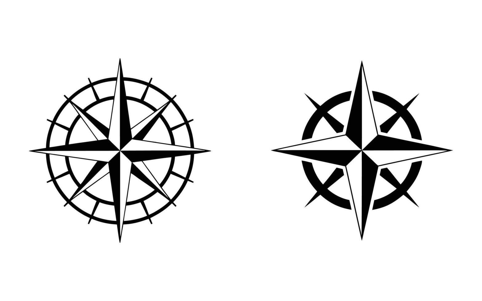 Two Black Compass Rose Designs Navigation, Travel, and Exploration vector
