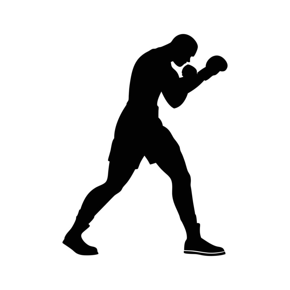 Boxer Silhouette Power, Strength, and Combat in Every Stance vector