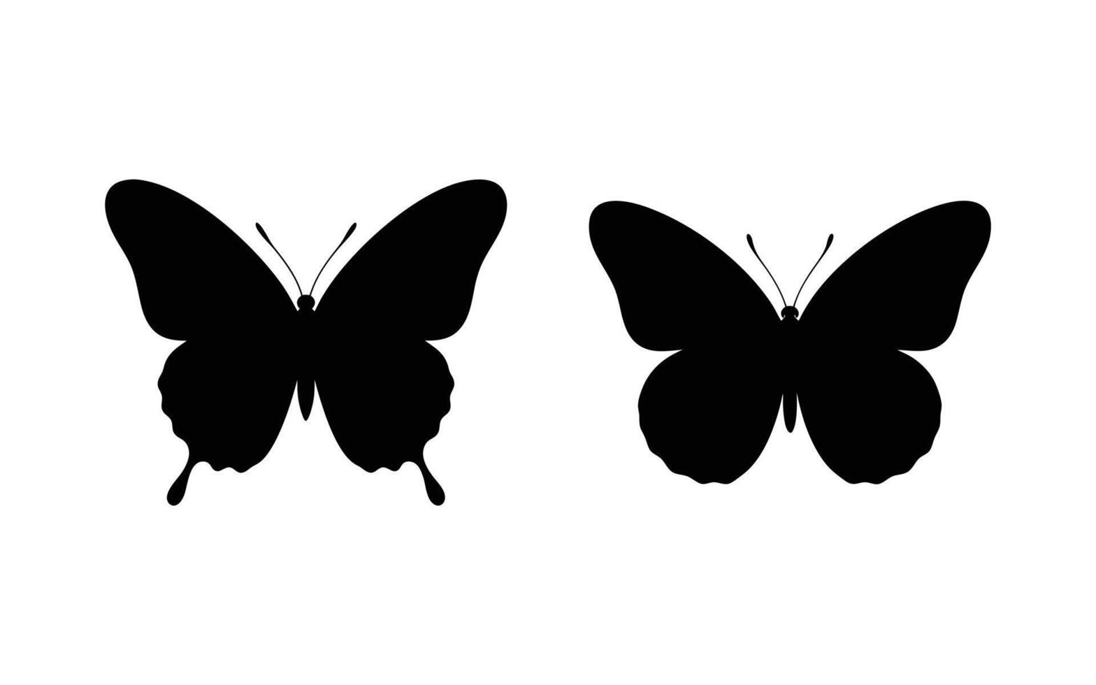 Two Black Butterfly Silhouettes Art for Nature, Wings, and Design vector