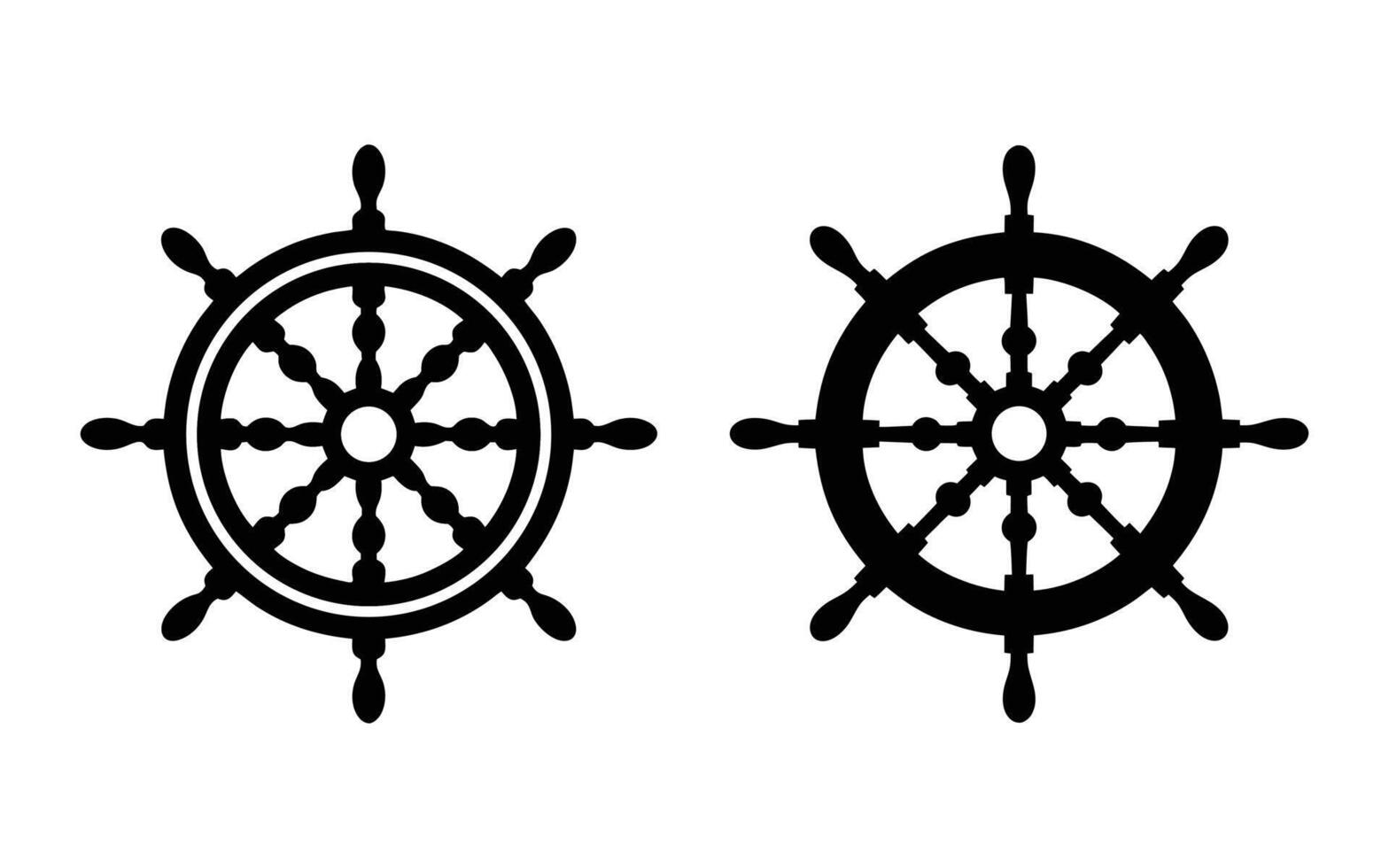 Maritime Ship Wheel Icons Perfect for Nautical, Vessel, and Sailing Themes vector