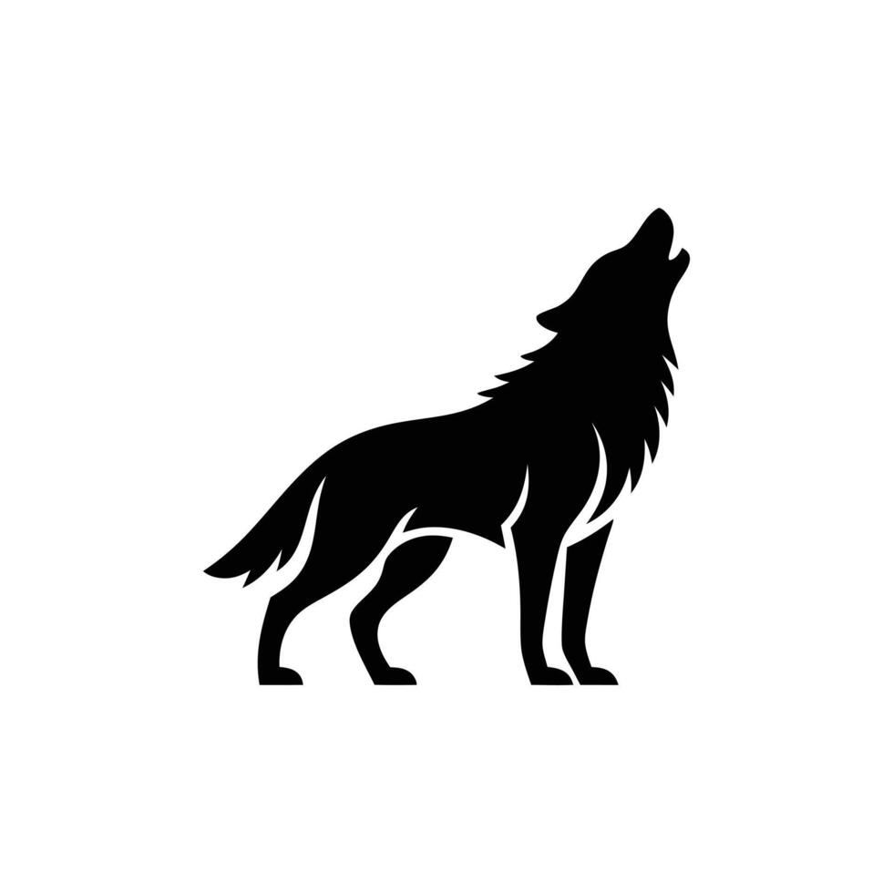 Majestic Wolf Silhouette Howling against White Background - Wild, Nature vector