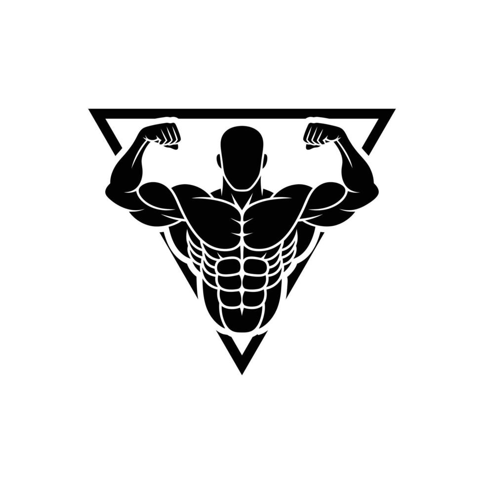 Muscular Bodybuilder Strongman Fitness for Gym Logo Design and Graphic vector