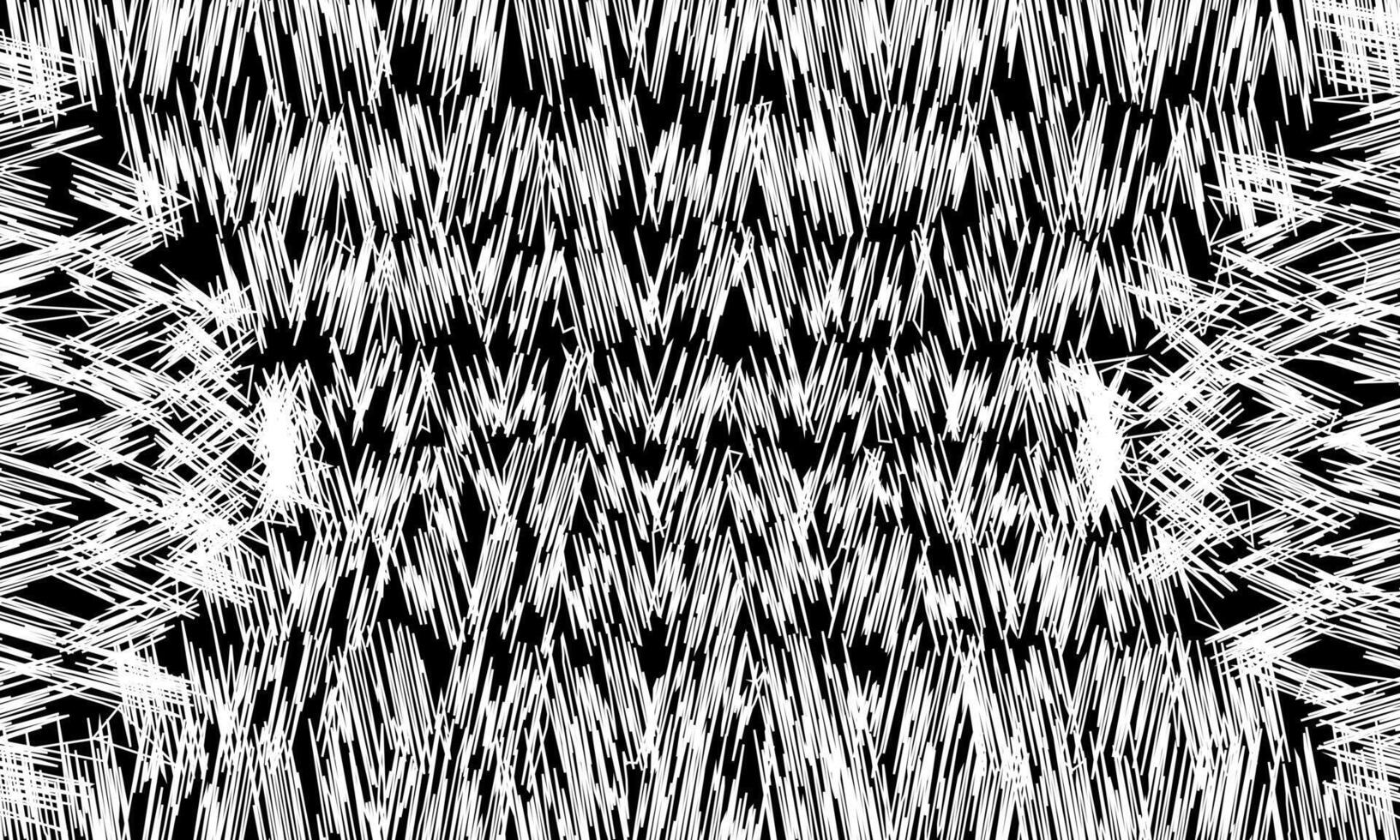 Abstract vintage white stick scratch ripped grunge textures on black background. monochrome line art. vector