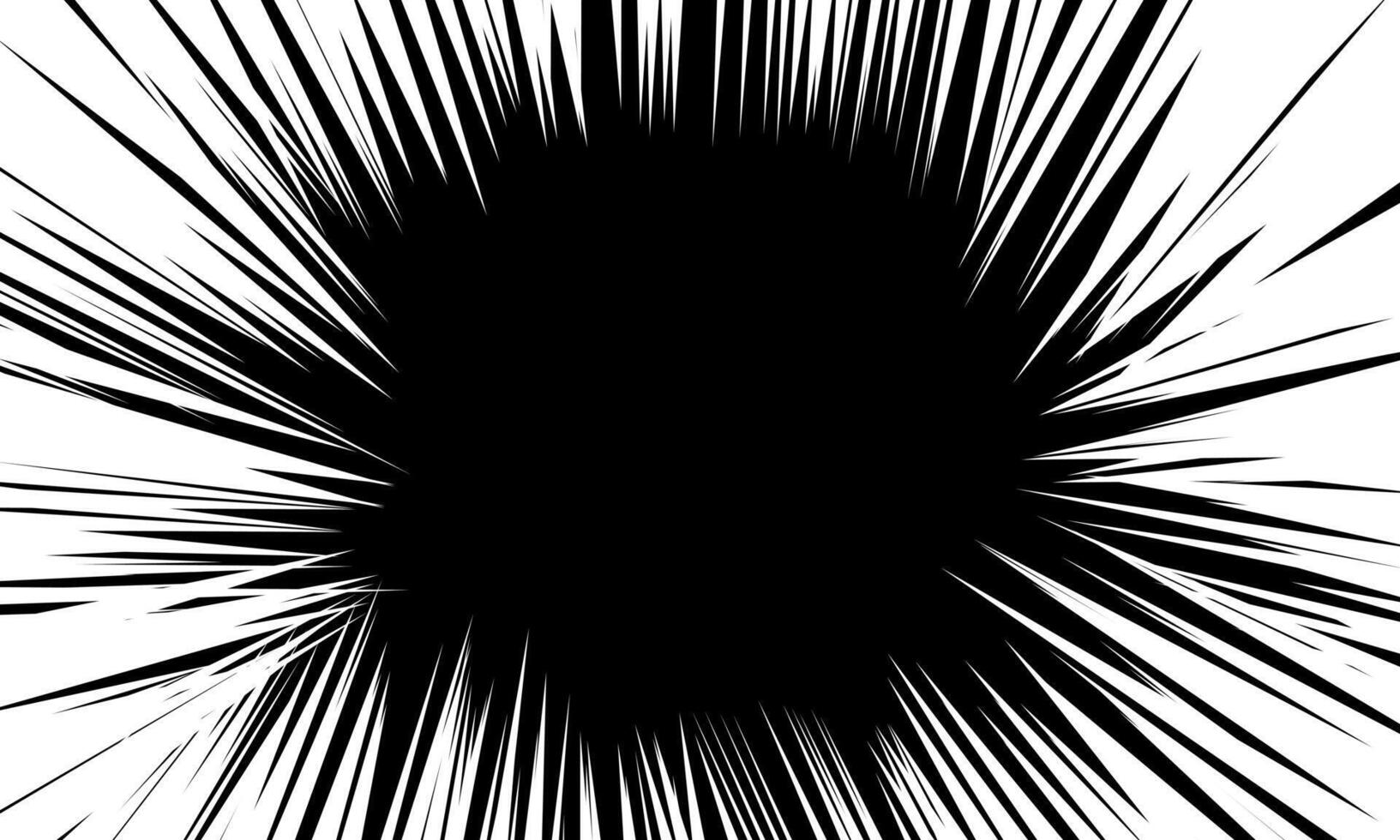 Comic book black and white radial lines background. Pop art cartoon animation. vector