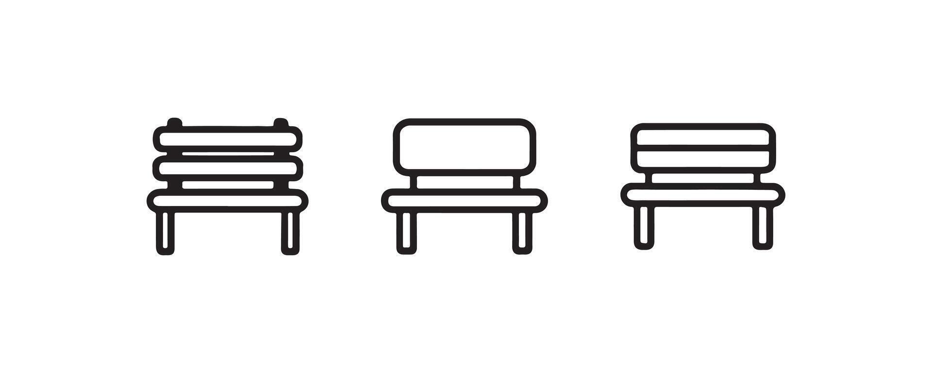 Minimal bench icon set for public seating vector