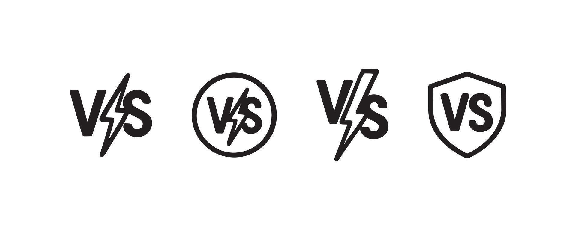 VS icon set with lightning and shield symbols vector