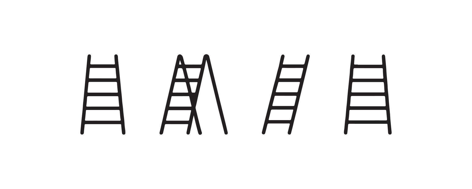 Ladder icon set in various standing positions vector