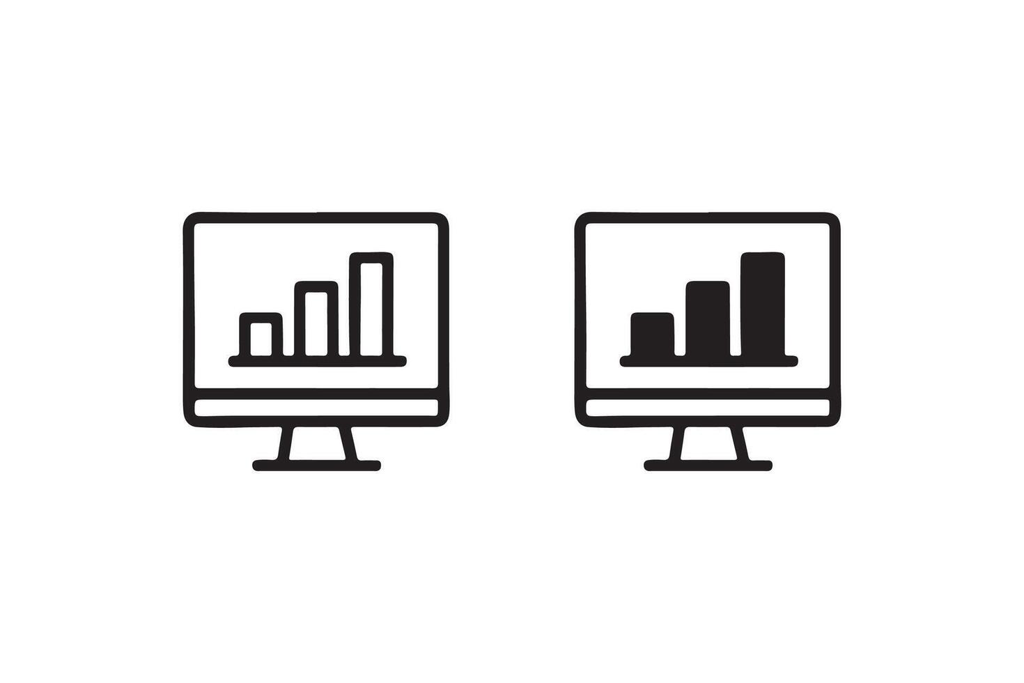 Monitor with bar chart icons for analytics vector