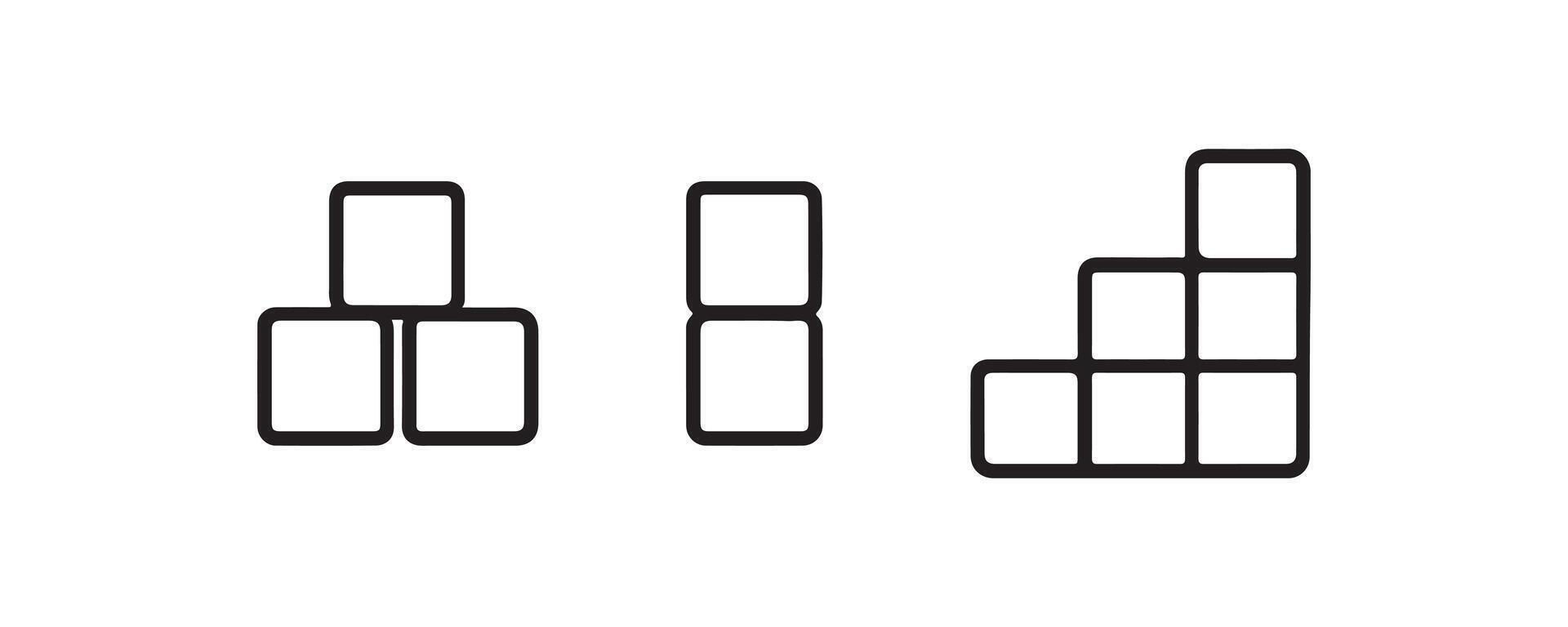 Minimalist tetris block formation in black and white design. vector