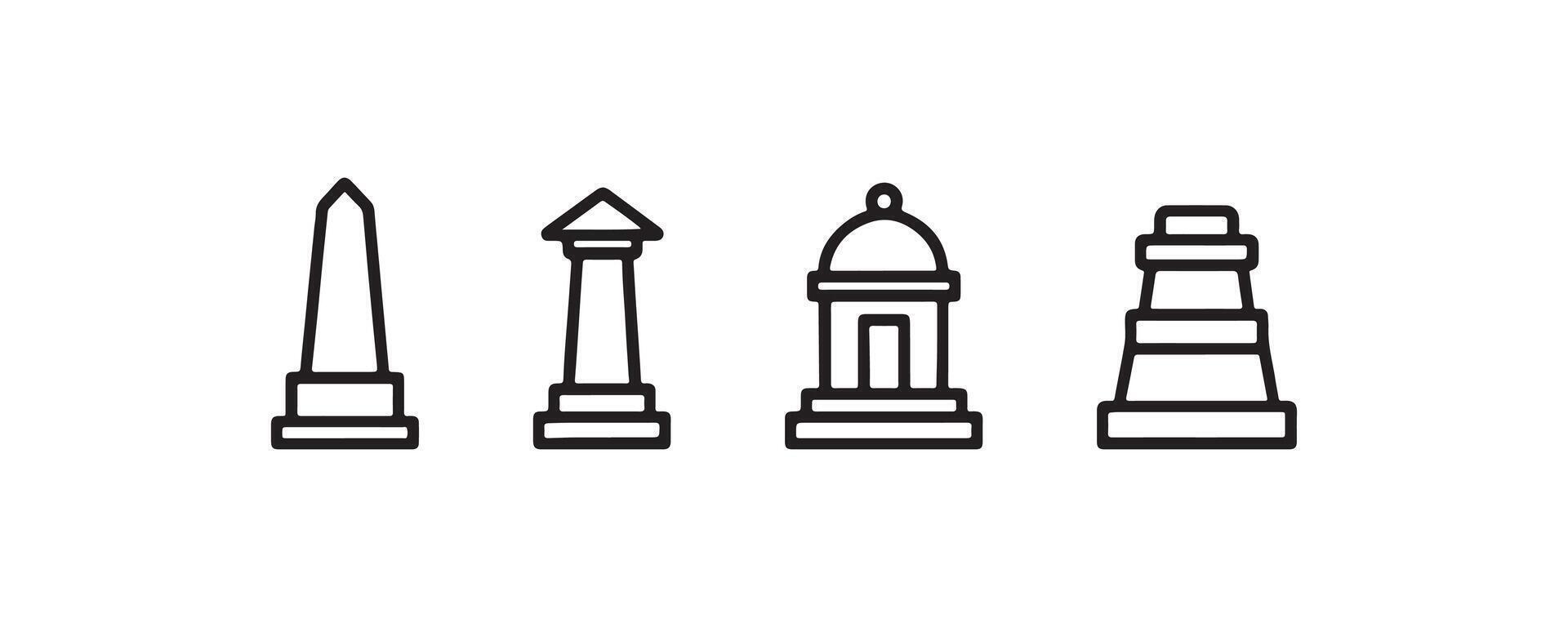 Outlined icons of cultural monuments vector