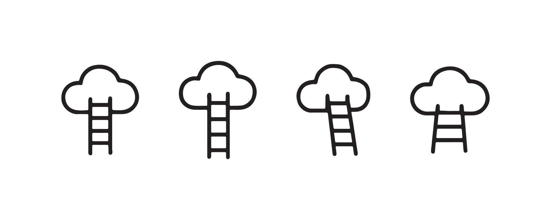 Ladder to cloud icons representing dream and ambition vector