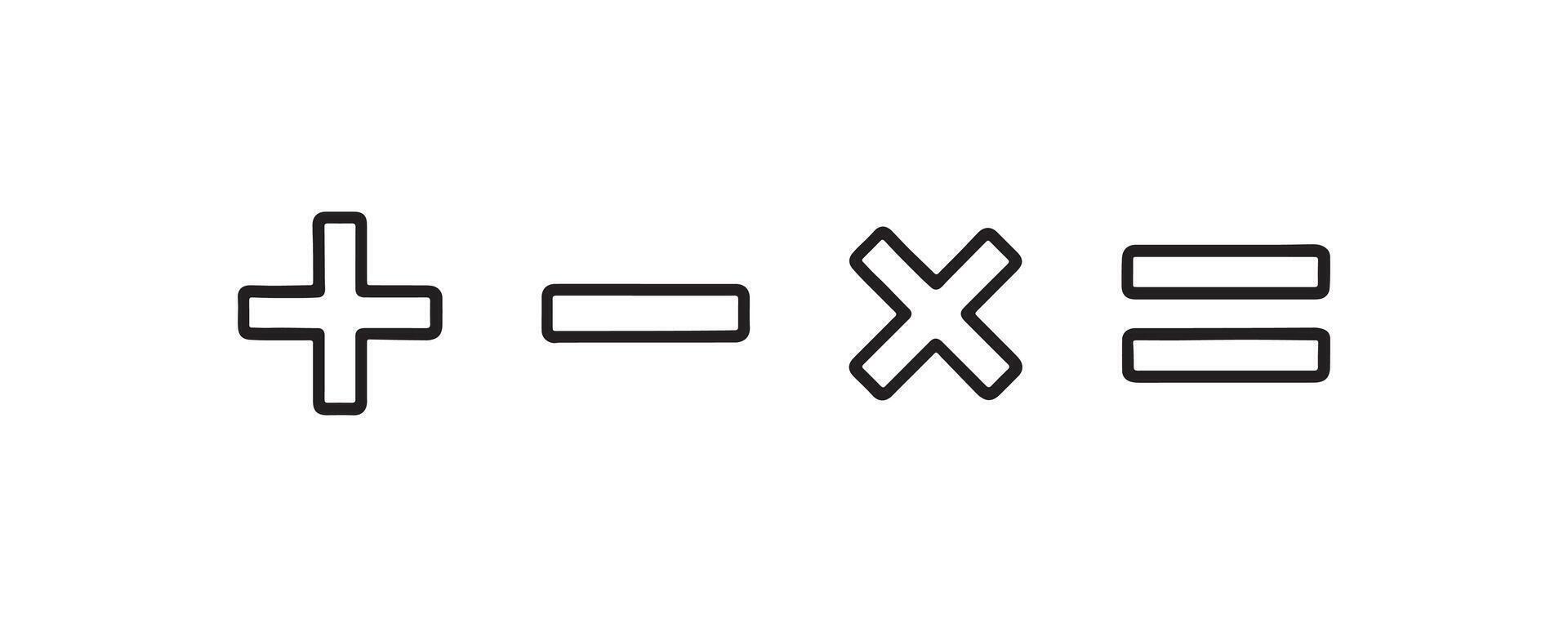 Math operation symbols in outline style vector