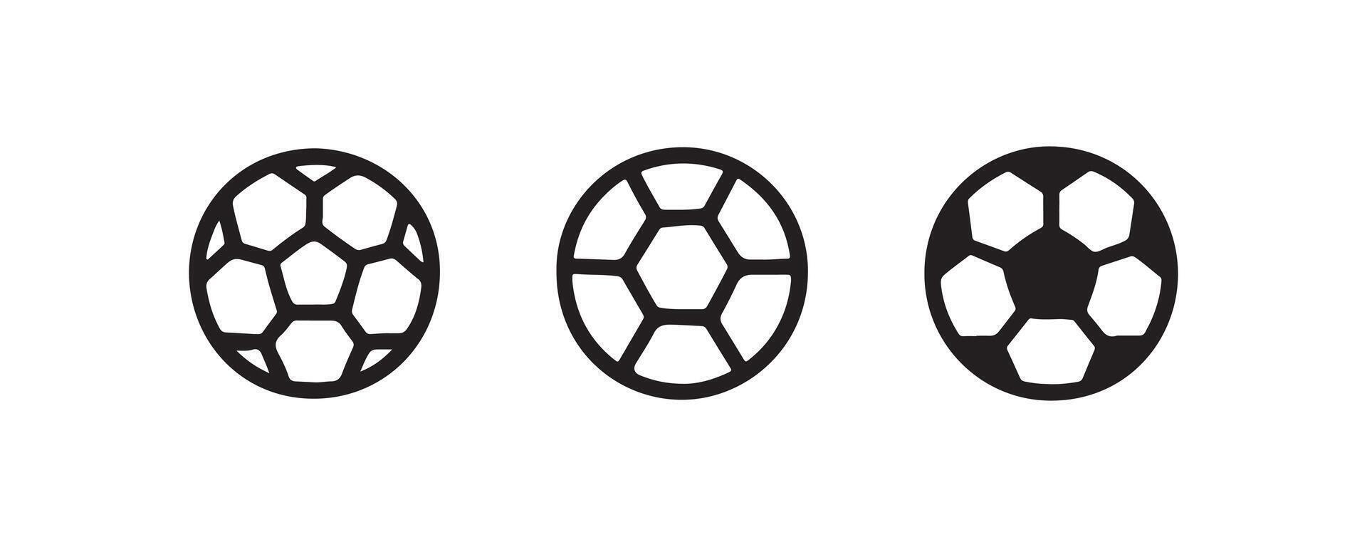 Soccer ball icon set in outline and solid styles vector