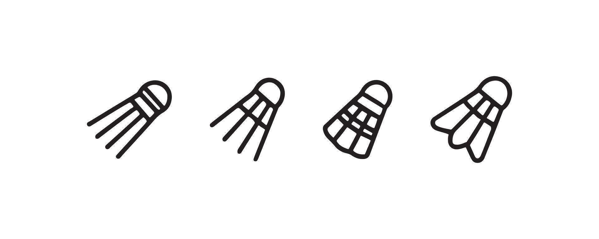 Badminton shuttlecock icons in different styles vector