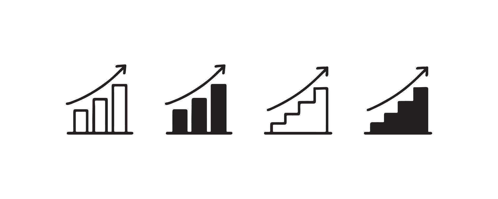 Growth chart and bar graph icons with arrow vector