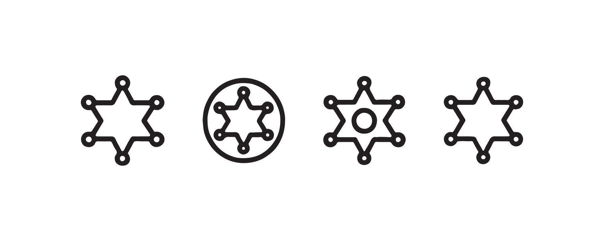 Sheriff star badge icon set in outline style vector