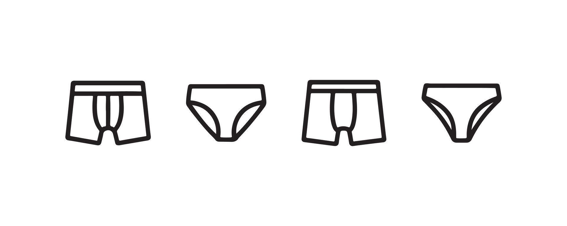 Underwear icon set with male and female briefs vector
