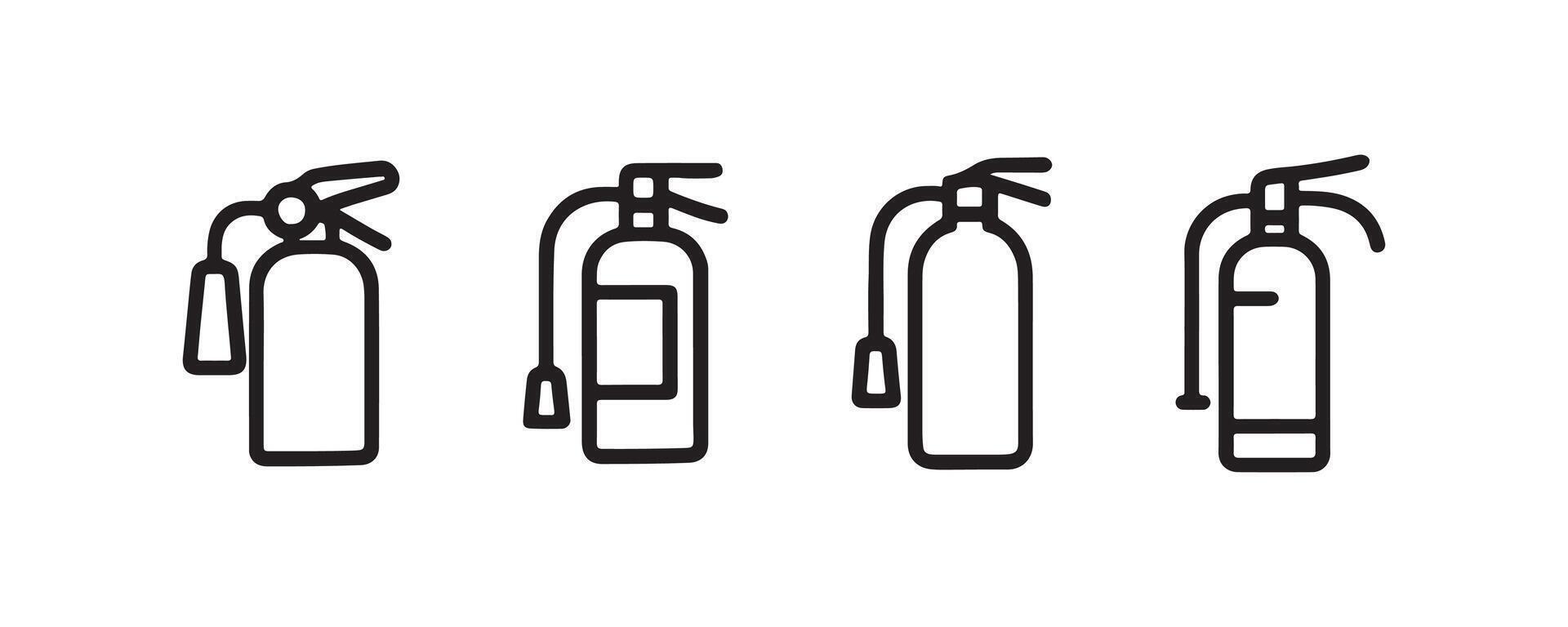 Fire extinguisher icon set in outline style vector