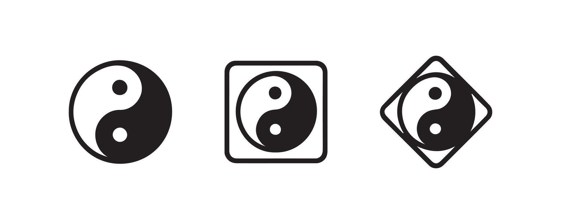 Yin yang icons in circle and frame variations vector