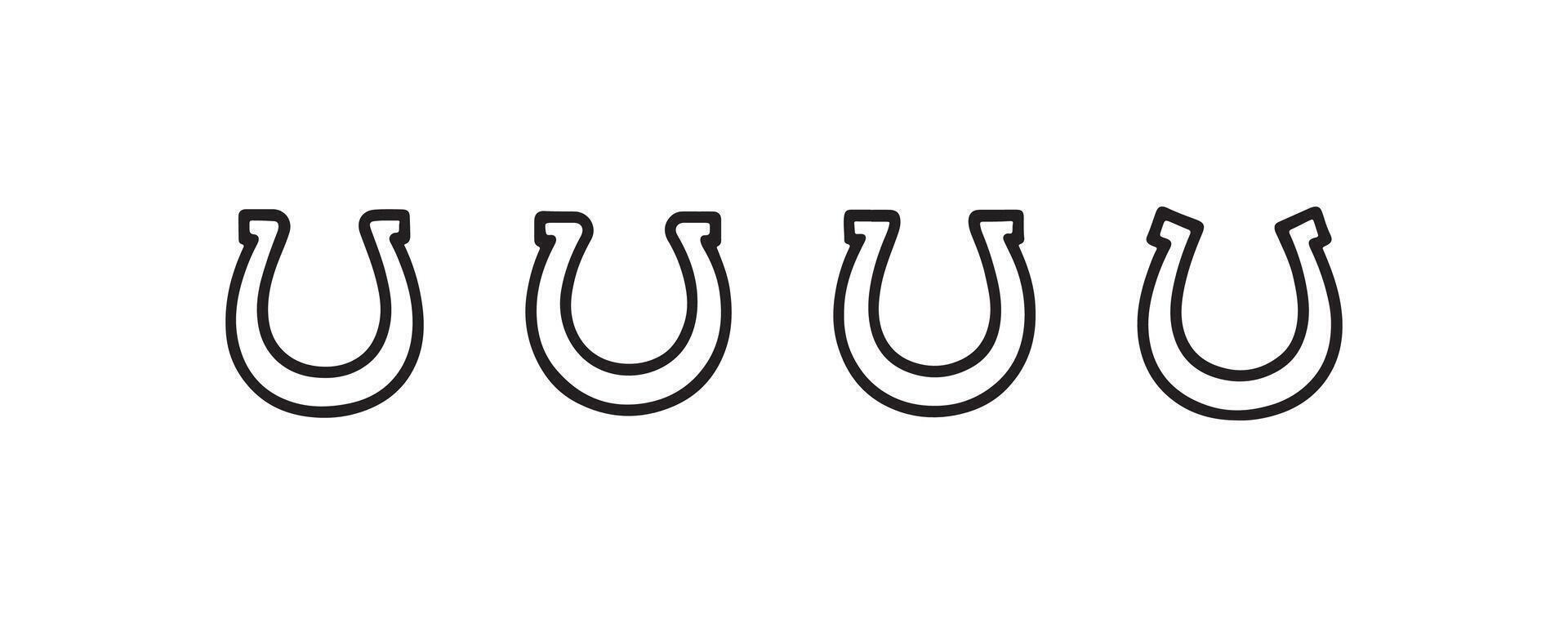 Horseshoe icons in outline style symbolizing luck vector