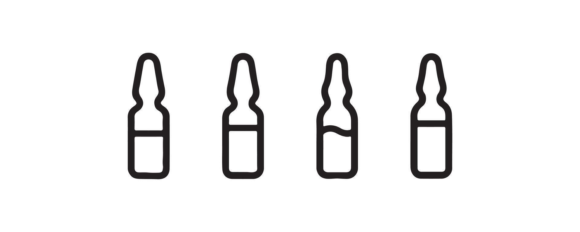 Medical ampoule icons in minimal outline style vector