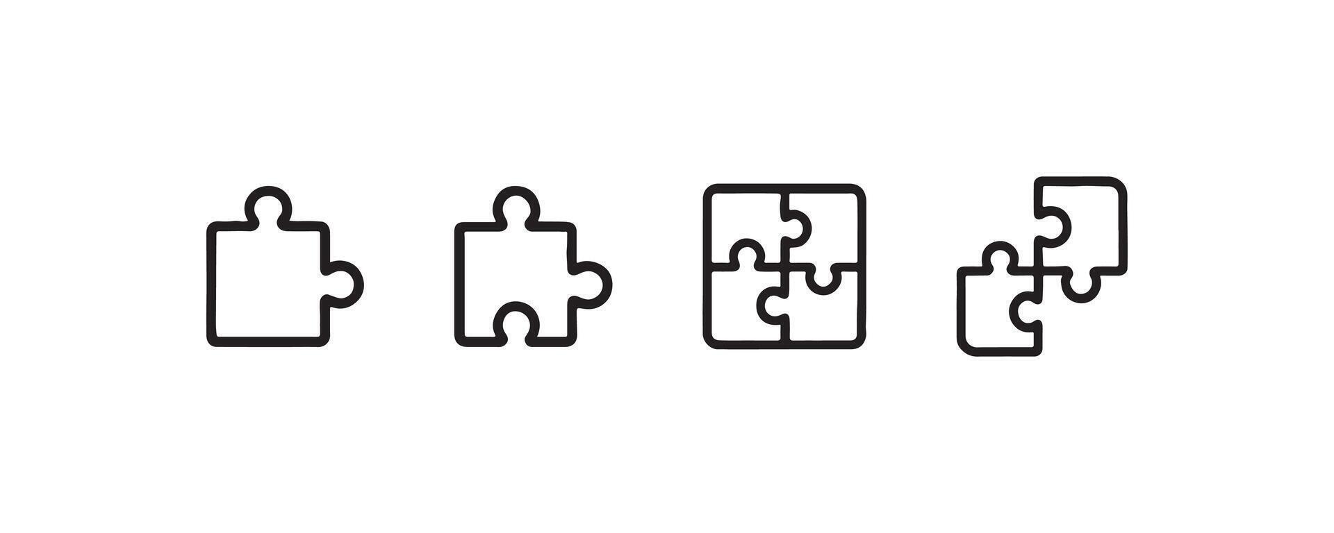 Puzzle piece icons in various connection styles vector