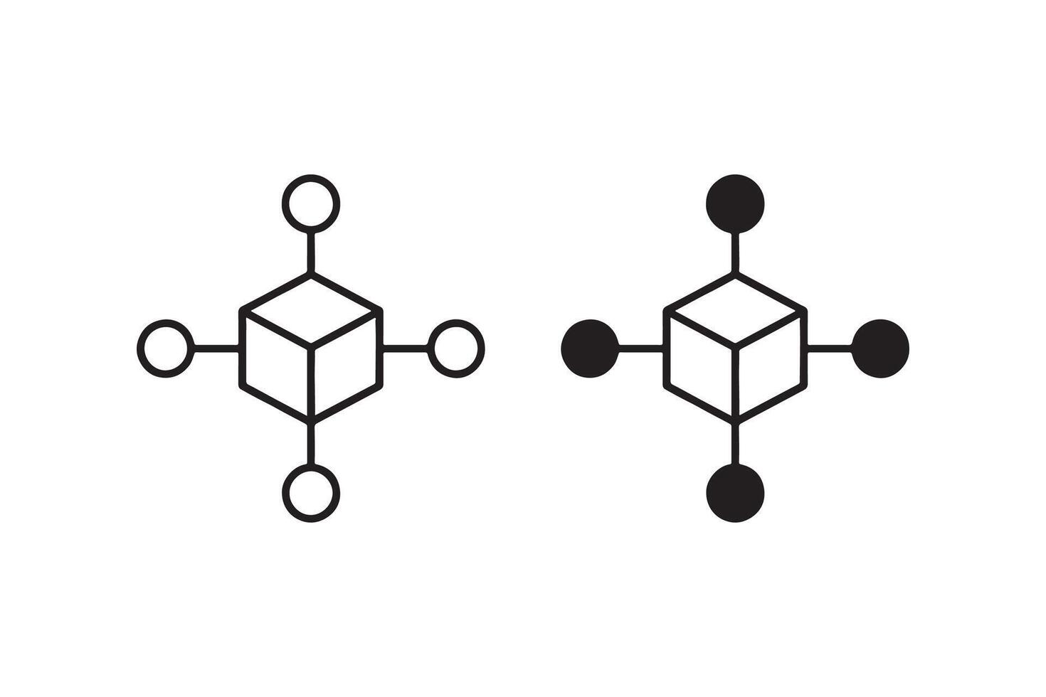 Molecule structure icons with connected atoms vector