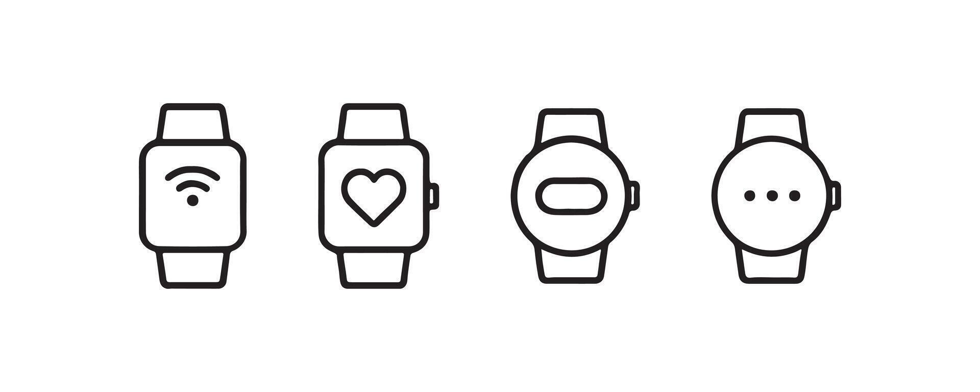 Smartwatch icon set with tech symbols vector