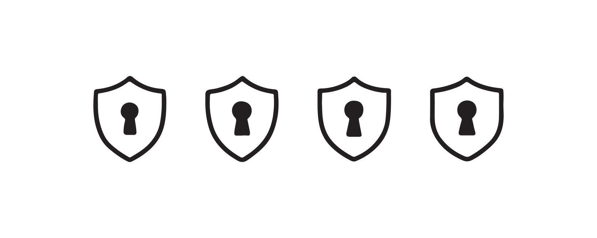 Security shield icon set with keyholes vector