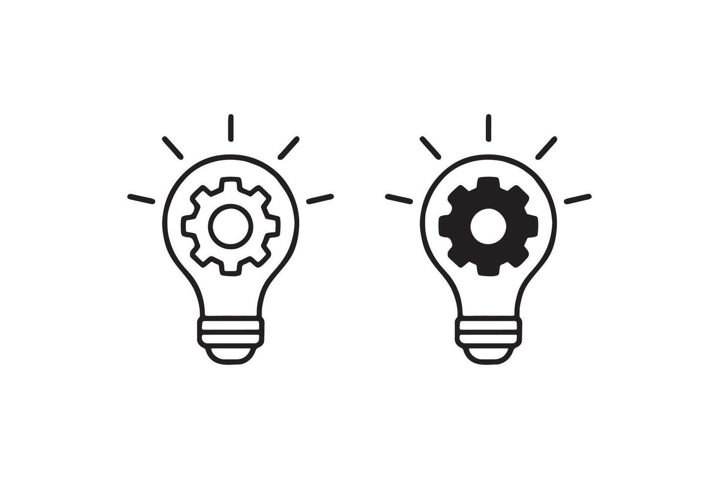 Gear and lightbulb icons for innovation concept vector