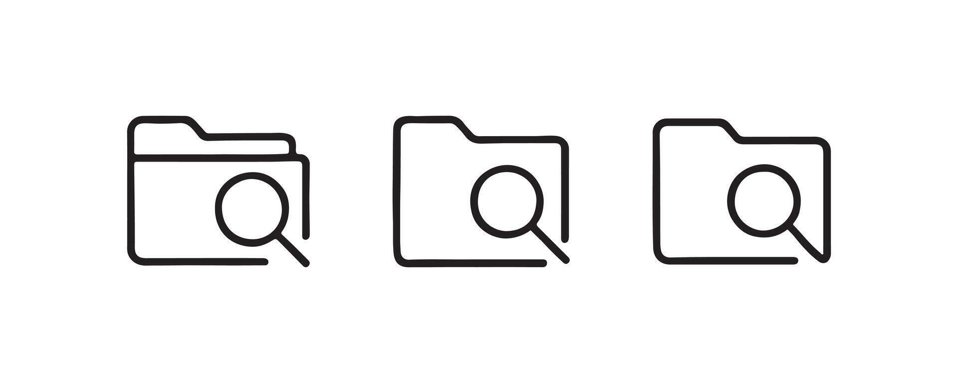 Folder search icons with magnifying glass vector