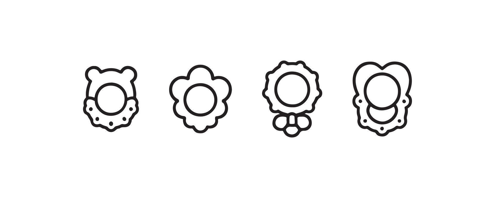 Minimalist black and white icon set featuring abstract animal faces. vector
