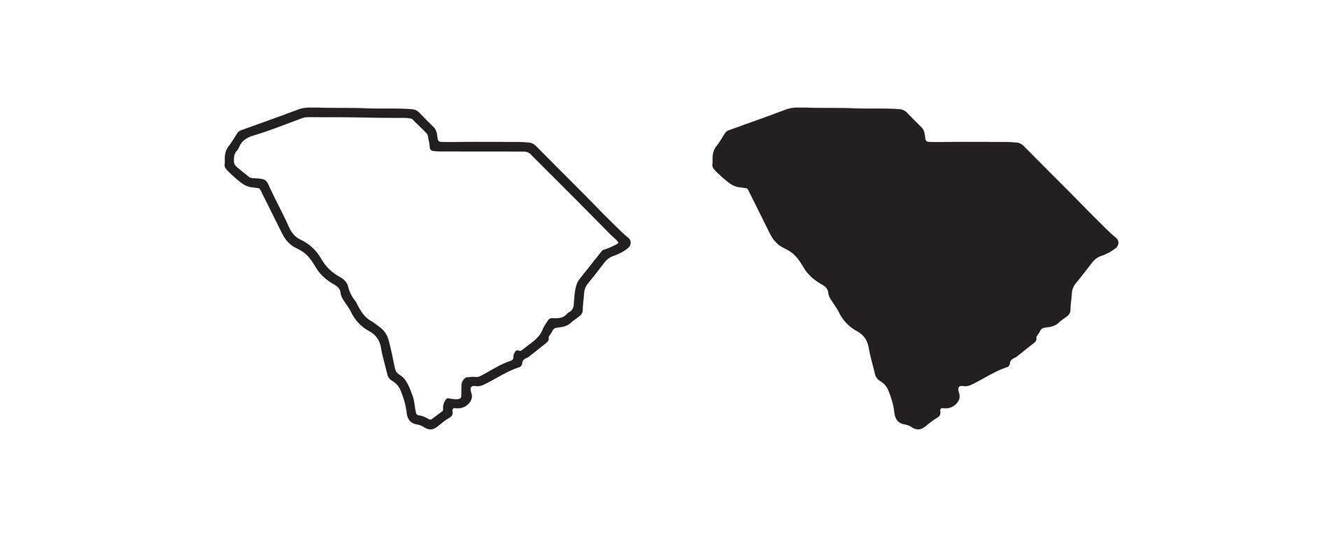 Black and white outline maps of south carolina. vector