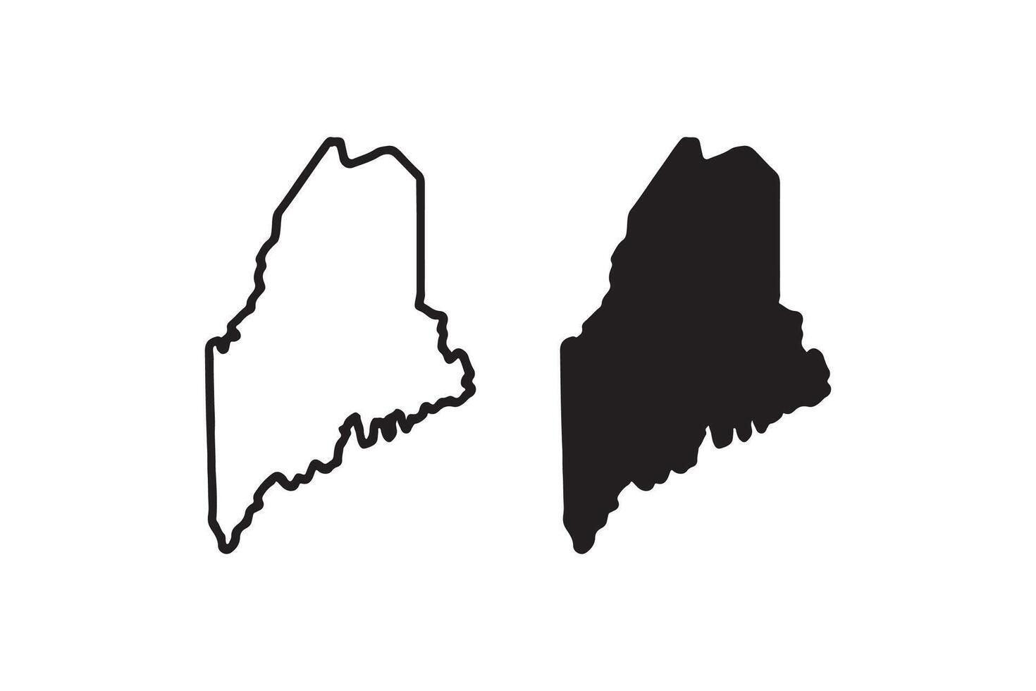 Outline and silhouette of the state of maine. vector