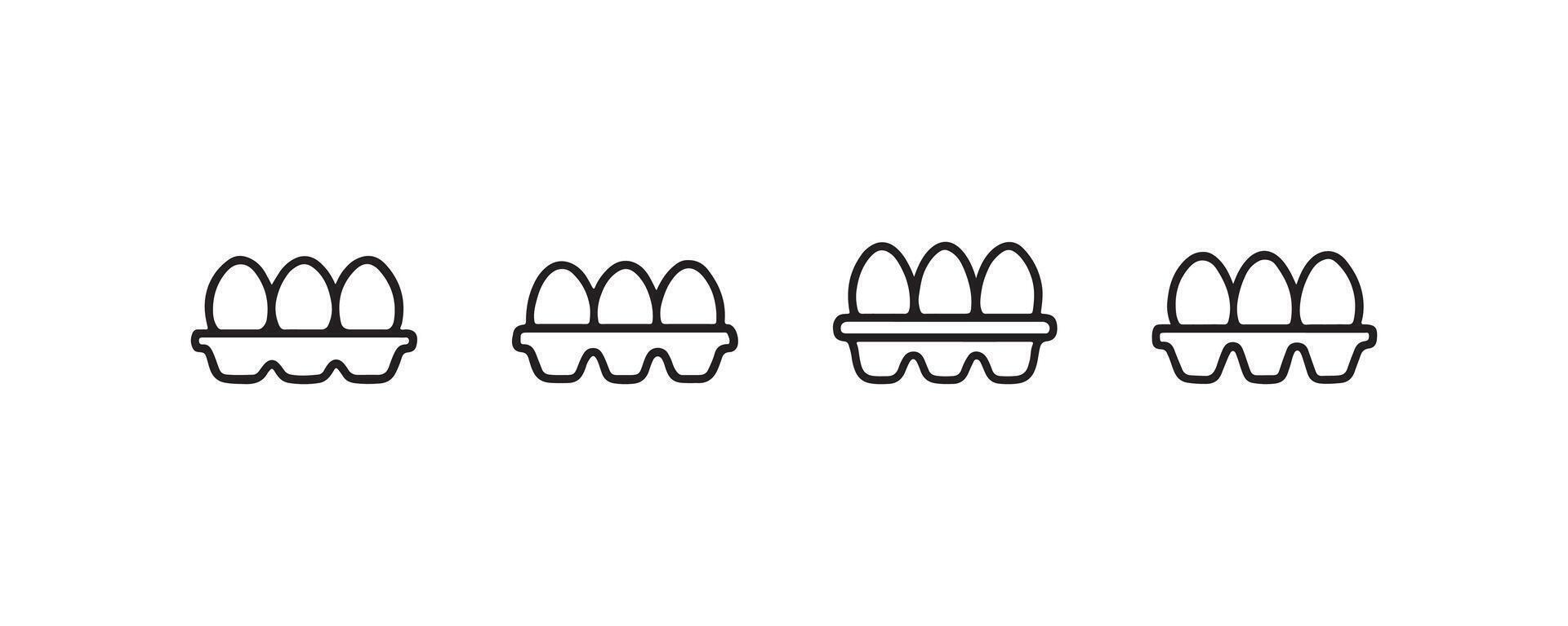 Simple line art of egg cartons with eggs in minimalist style. vector