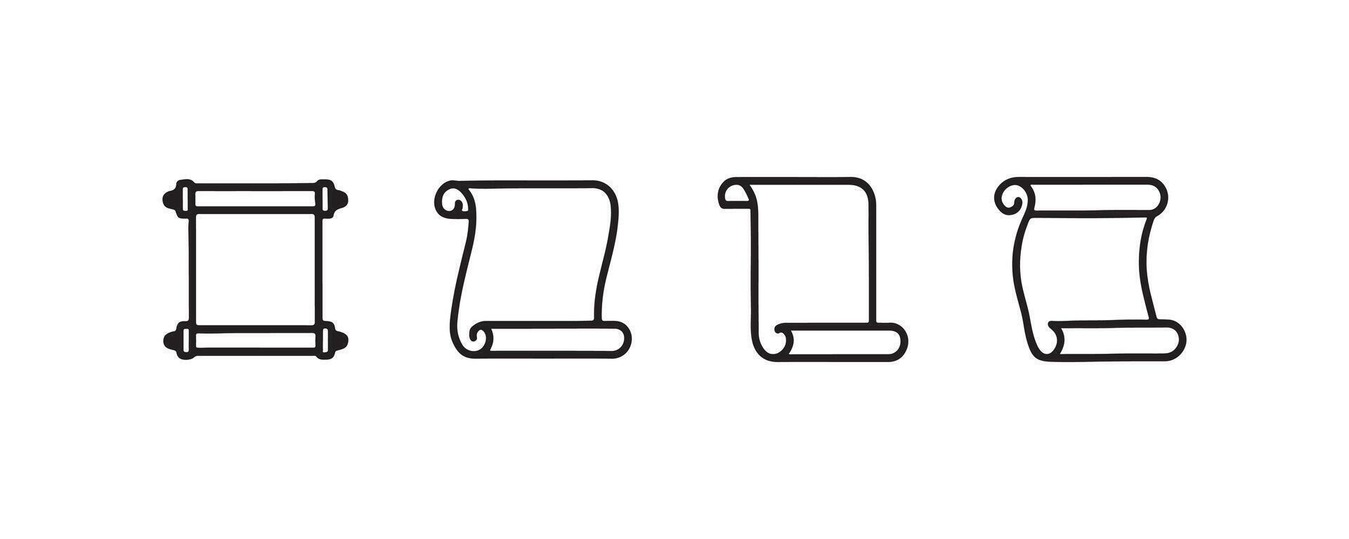 Ancient scroll and parchment icon set vector