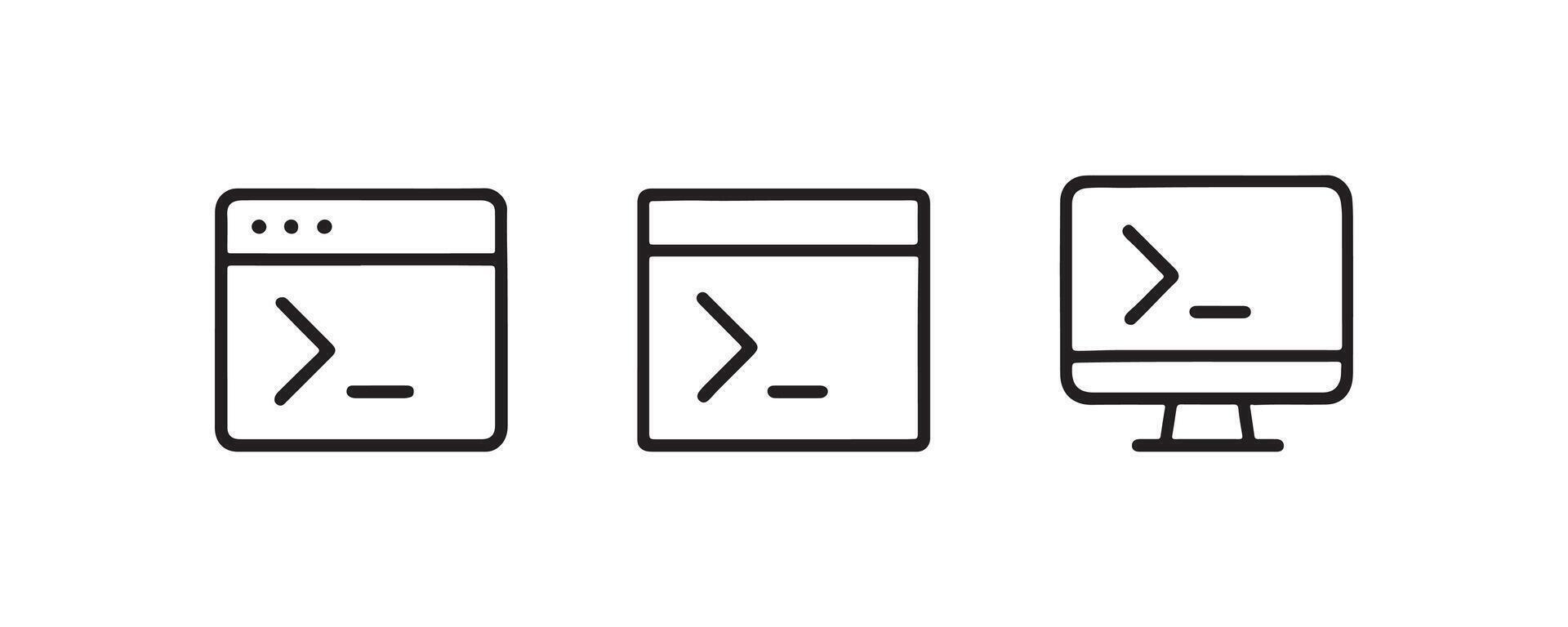 Minimal command line icons for web and desktop interfaces. vector