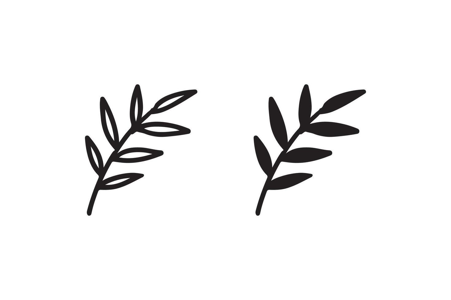 Minimalist black leaf design on white background. vector
