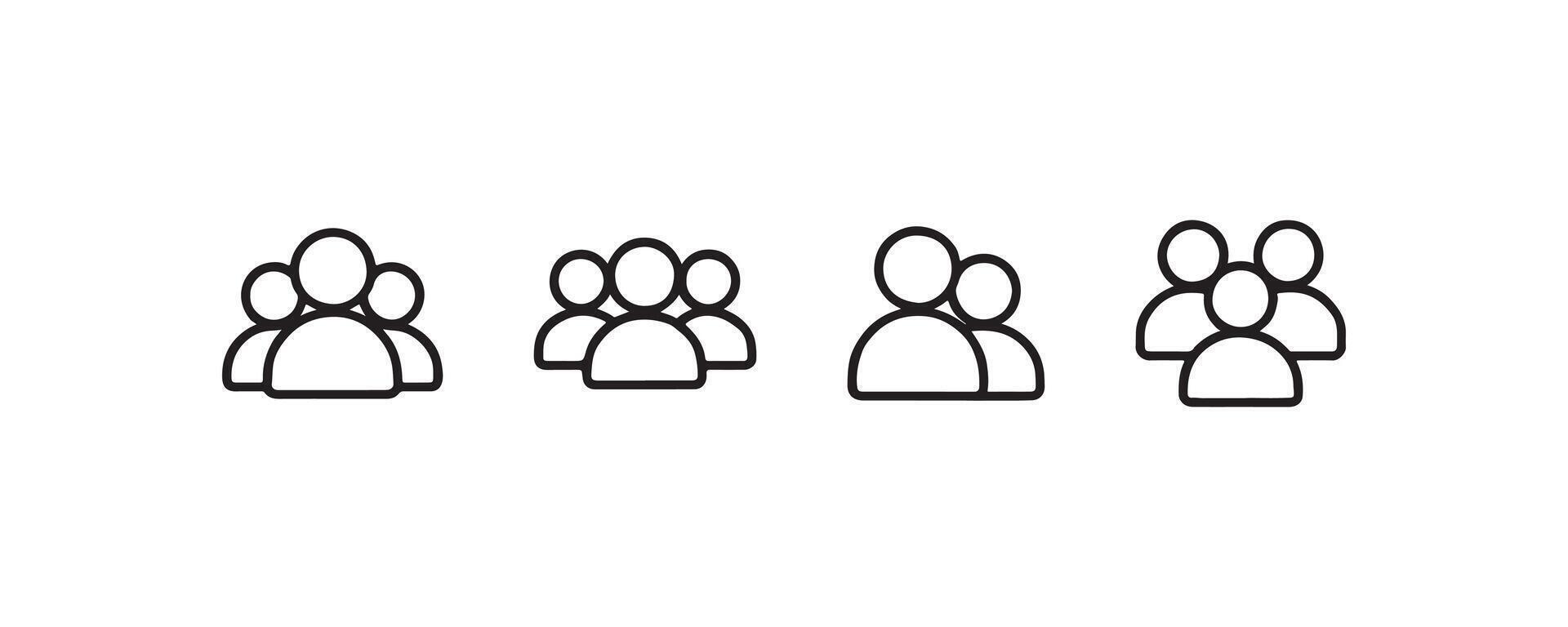 Simple black line group icon set on white background. vector