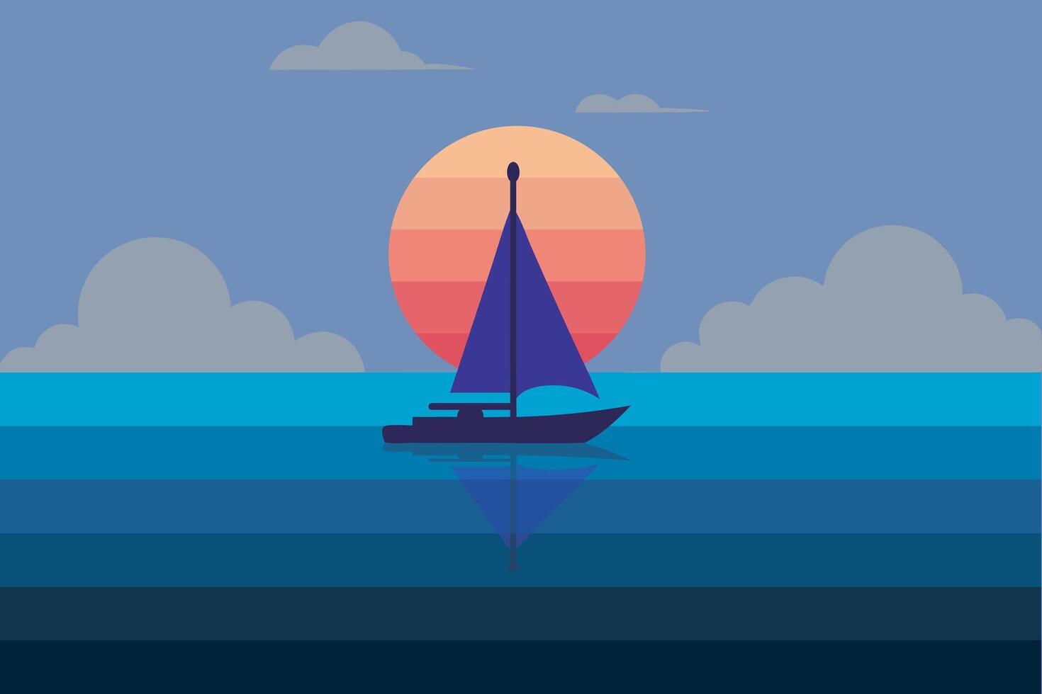 Evening sea voyage with calm waters vector