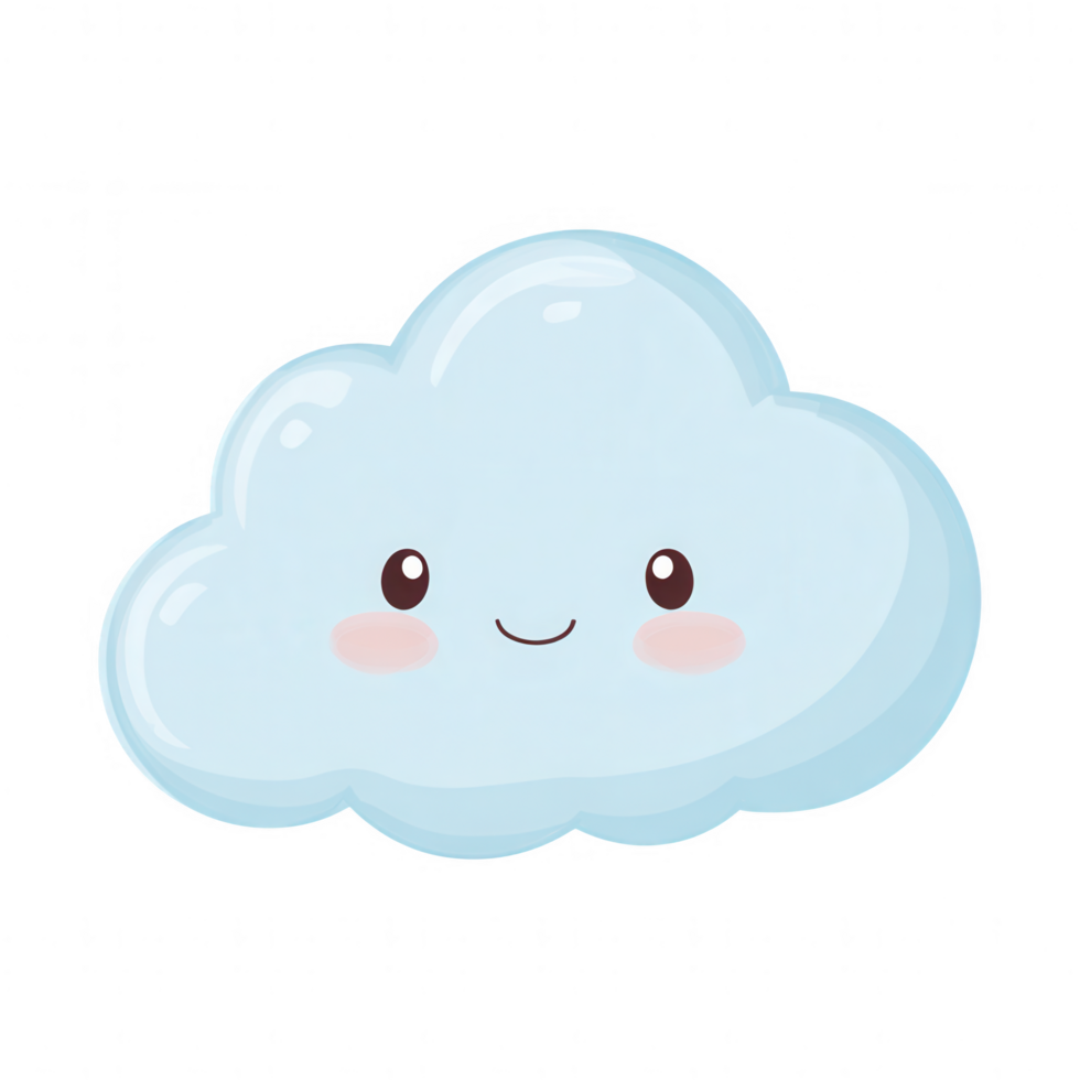 cute, smiling cloud with soft blue color and rounded shape, exuding cheerful and friendly vibe. This adorable weather element brings joy and warmth to any scene png